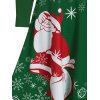 Robe Mouchoir à Imprimé Père Noël à Volants Ébouriffé - Vert Foncé XL