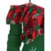 Christmas Handkerchief Ruffled Santa Claus Print Dress - DARK GREEN 3XL