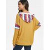 Lace Up Striped Loose Hoodie - GOLDEN BROWN M