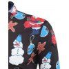 Chemise Boutonnée à Imprimé Père Noël et Bonhomme de Neige - Noir L