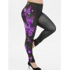 Legging Papillon Imprimé à Taille Haute Grande Taille - Iris Pourpre 1X