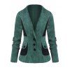 Blazer Boutonné Contrasté en Velours - Vert Mer 2XL