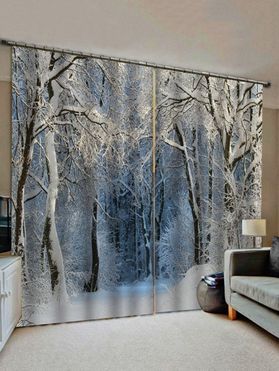Snow Forest Pattern Window Curtains