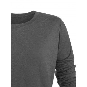 

Plus Size Slits Printed Round Neck Tee, Gray
