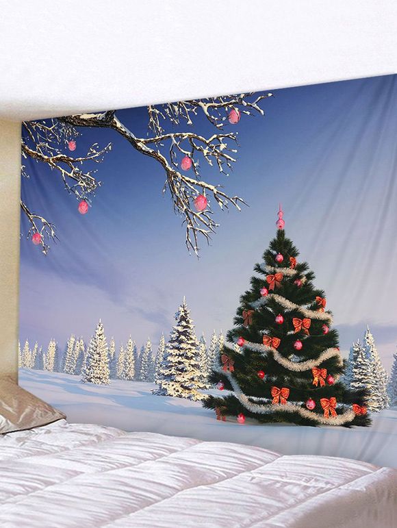Tapisserie Arbre de Noël et Neige - multicolor W91 X L71 INCH