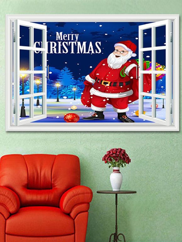 Autocollant Mural de Noël Décoratif Père Noël Imprimé - multicolor 1PC X  24 X 35 INCH( NO FRAME )