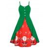 Robe à Bretelle Superposée Boutonnée Père Noël Grande Taille - multicolor A 4X