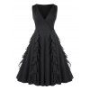 Robe de Soirée Ligne A Plongeante de Grande Taille à Volants - Noir 3X