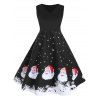 Robe Longueur au Genou Ligne A Père Noël et Flocon de Neige - Noir L