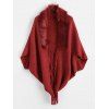 Cardigan Ouvert à Ourlet Fourré à Frange - Rouge Vineux ONE SIZE