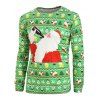 Sweat-shirt Motif de Père Noël Imprimé à Manches Longues - Vert 2XL