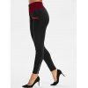 Legging Moulant Embelli de Zip à Ourlet Contrasté - Noir S