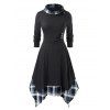 Robe Mouchoir à Carreaux Jointif de Grande Taille - Noir 3X