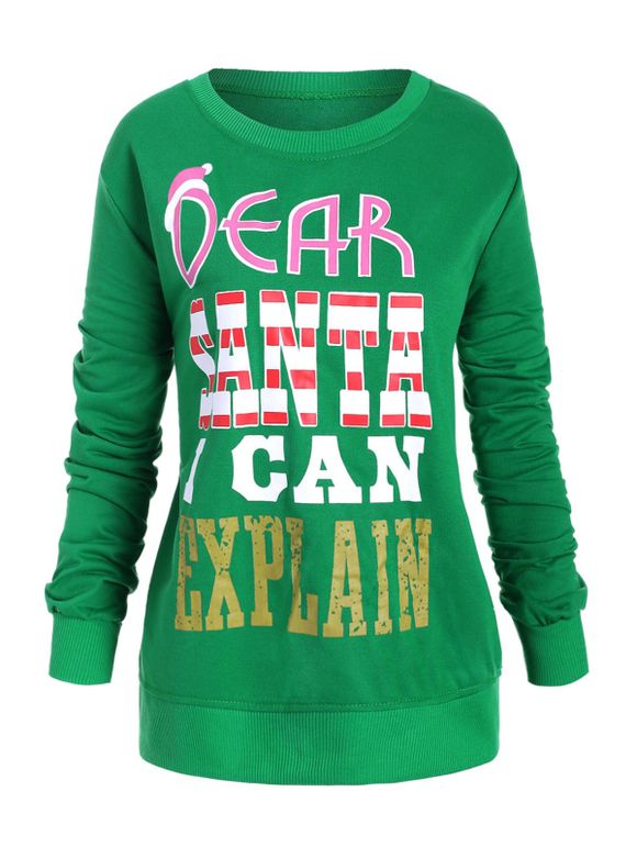 Sweat-shirt de Noël Lettre Graphique Slogan Grande Taille - Vert 5X