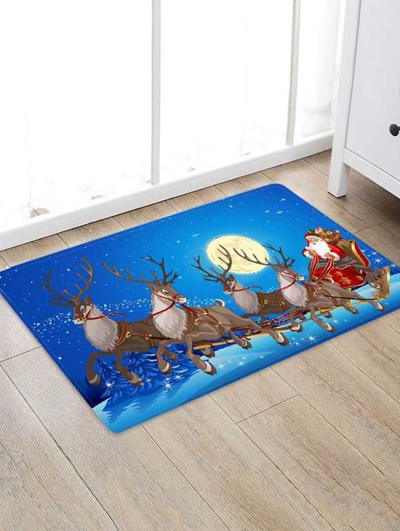 Tapis de Sol Cerf de Noël et Père Noël Imprimés - multicolor W16 X L24 INCH