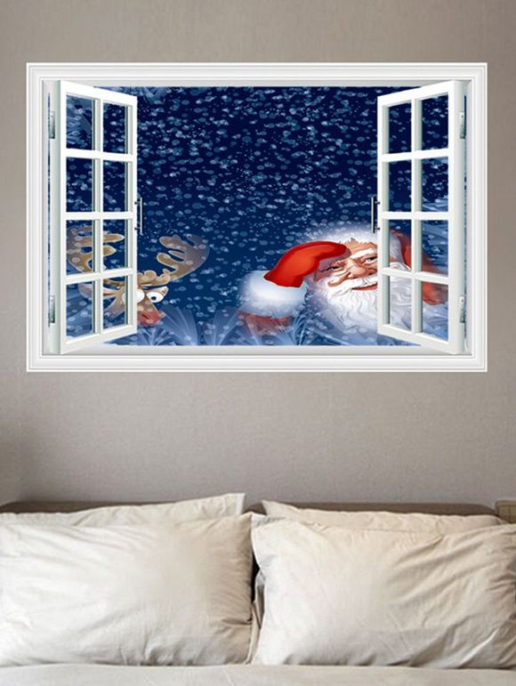 Autocollant Mural Motif de Père Noël et de Fenêtre - multicolor 1PC X  24 X 35 INCH( NO FRAME )