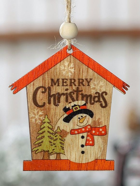 Décoration en Bois à Suspendre Motif de Maison Joyeux Noël - multicolor C 