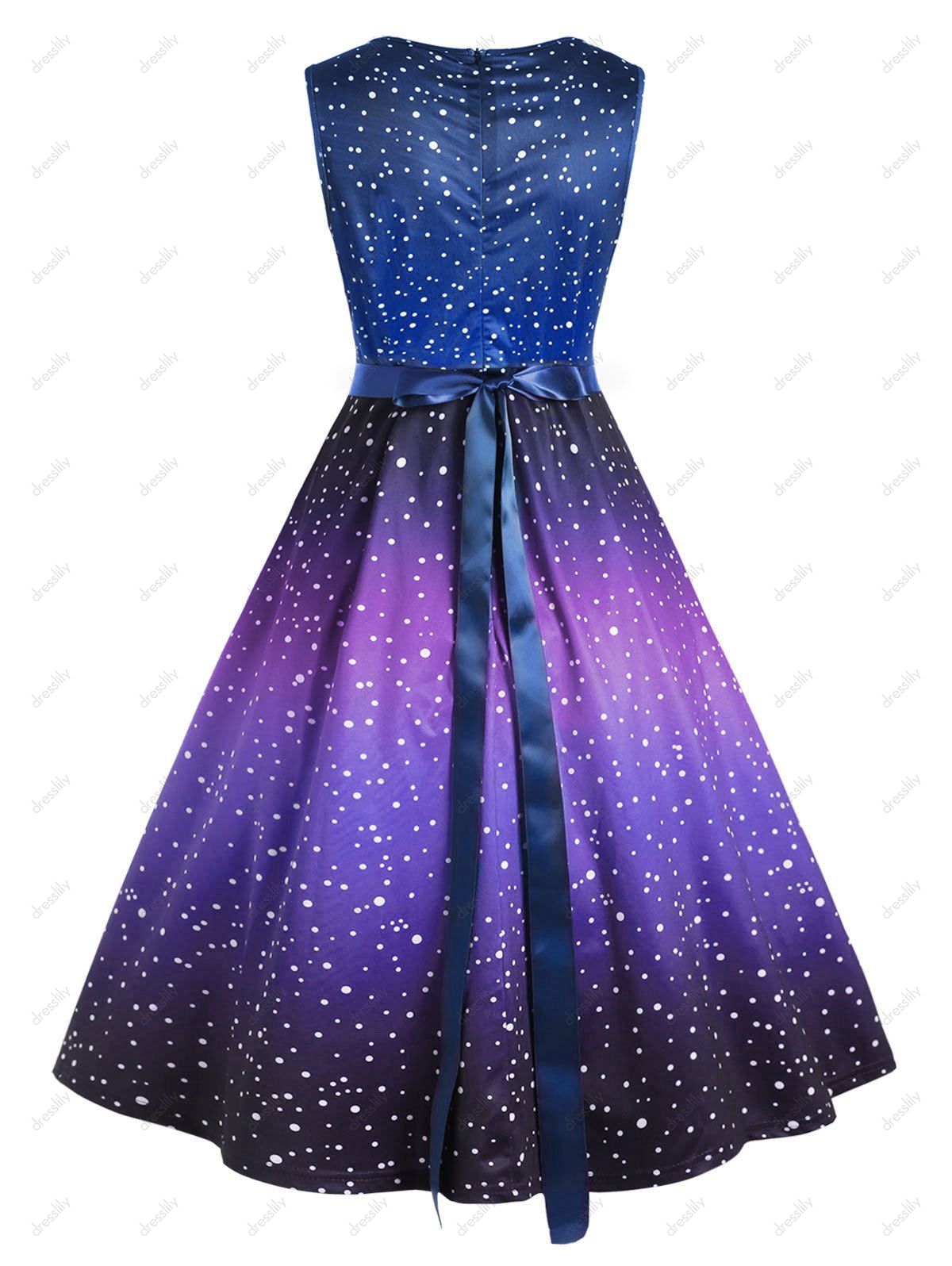 Plus Size Vintage Ombre Polka Dot Pin Up Dress - PURPLE 1X