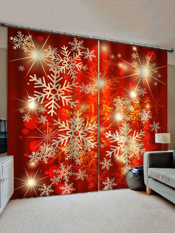 Rideaux de Fenêtre de Noël Flocon de Neige Imprimé 2 Panneaux - multicolor W33.5 X L79 INCH X 2PCS