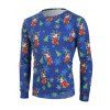 Sweat-shirt Décontracté Sapin de Noël Cerf et Flocon de Neige Imprimés - Bleu 2XL