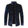 Chemise Boutonnée à Manches Longues en Velours - Bleu profond XL