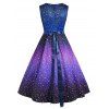 Plus Size Vintage Ombre Polka Dot Pin Up Dress - PURPLE 1X