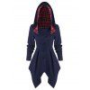 Manteau à Capuche Asymétrique Boutonné - Bleu de Minuit L