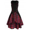 Robe Boutonnée Panneau à Tartan Sans Manches - multicolor A 3XL