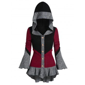 hooded high low sweater