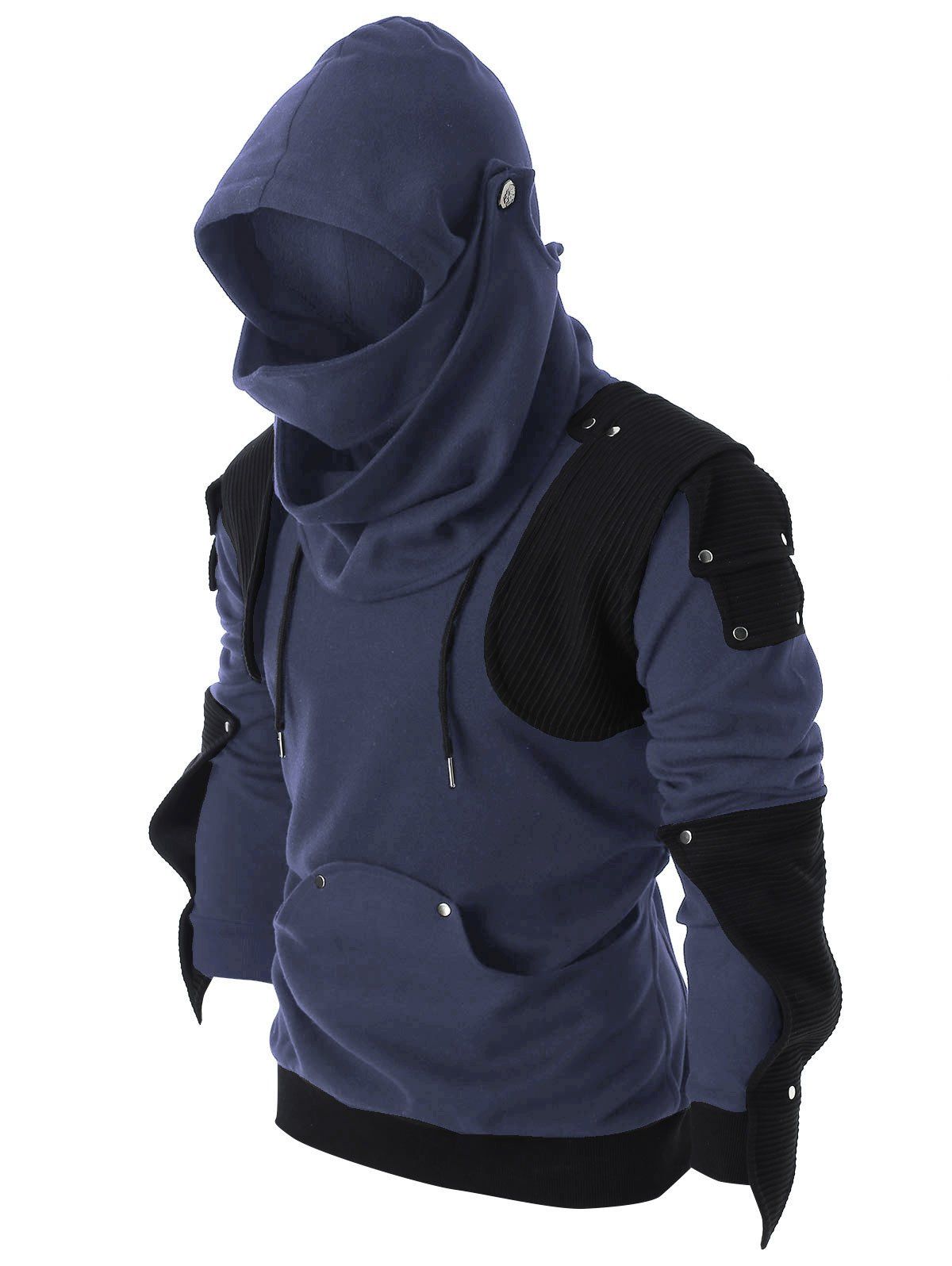 

Rivet Long Sleeve Drawstring Hoodie, Blue gray