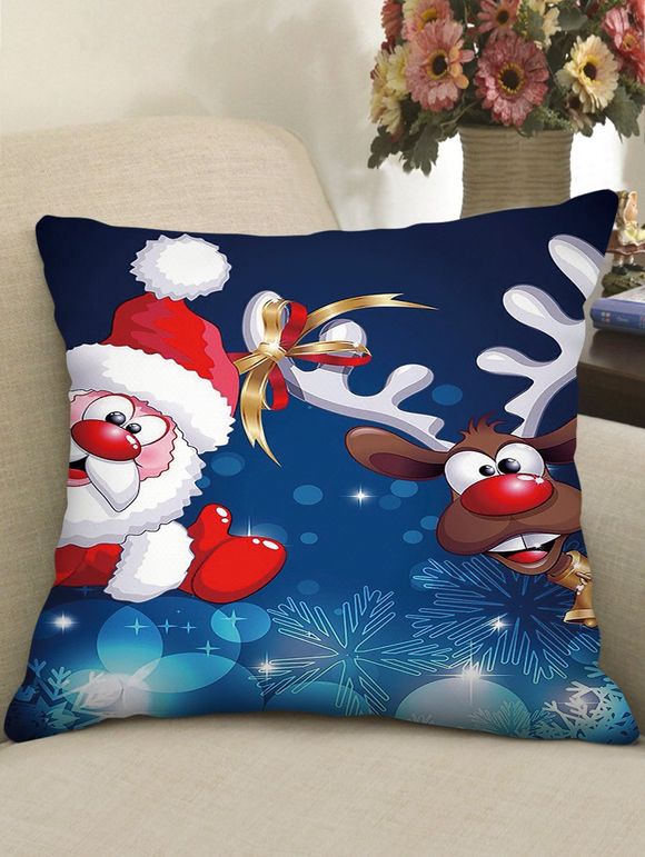 Noël Cartoon Père Noël Elk Imprimer décoratif Taie - multicolor W20 X L20 INCH