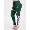 Legging de Noël 3D Bonhomme de Neige et Flocon de Neige Imprimés Grande Taille - Vert Printemps Moyen 2X