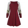 T-shirt Long Léopard Rayé de Grande Taille - Rouge Vineux L