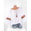 Blouse Brodée à Manches Cloche Grande Taille - Blanc 2X