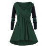Haut Décontracté Long Jointif Décontracté Grande Taille à Col Bénitier - Vert Forêt Noire 1X