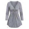 T-shirt Tordu en Avant Manches Raglan à Col Plongeant - Gris Clair 2XL
