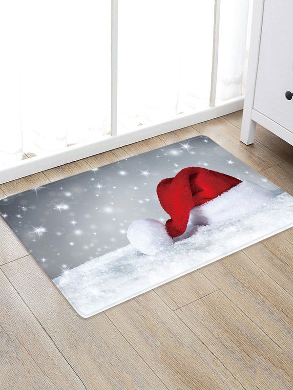 

Christmas Hat Snowfield Pattern Water Absorption Area Rug, Multi