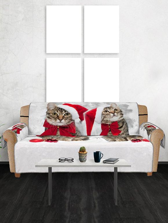 Chat Chapeau de Noël Boules Motif Couch Couverture - multicolor THREE SEATS