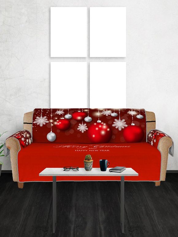 Housse de Canapé de Noël Motif de Boule et de Flocon de Neige - multicolor THREE SEATS