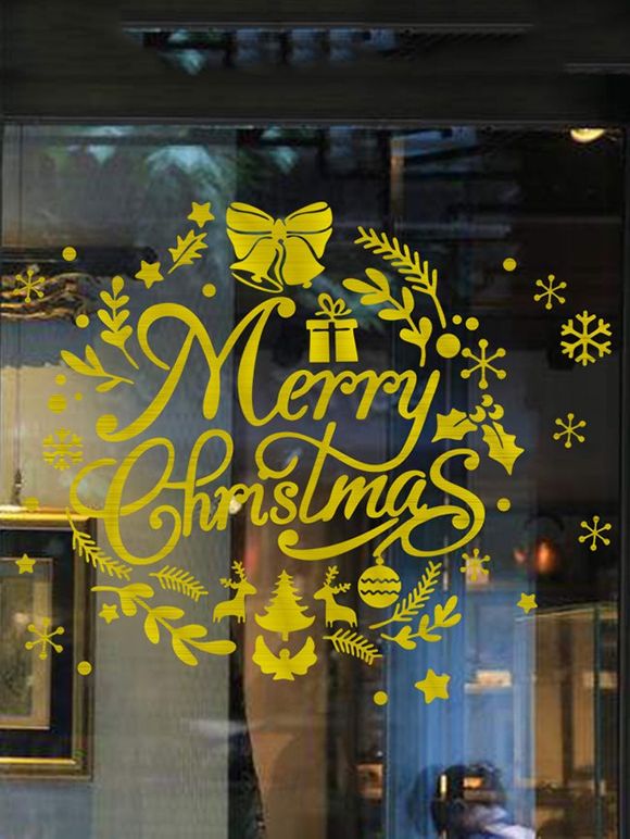 Verre 3D de Noël Autocollants - Or 57*47CM