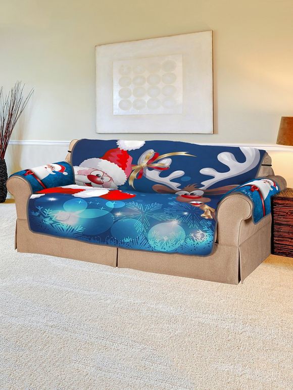 Père Noël Elk Sleigh Motif Couch Couverture - multicolor TWO SEATS