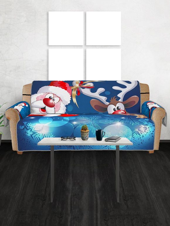 Housse de Canapé de Noël Motif de Cerf de Père Noël et de Traîneau - multicolor THREE SEATS