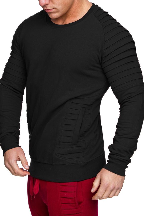 Sweat-shirt Décontracté Panneau Drapé Design - Noir 3XL