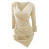 Taille Plus froncé asymétrique Surplice T-shirt - Abricot 1X