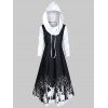 Robe à Capuche Linge A Cerf Imprimé à Manches Longues - Noir 2XL