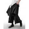 Pantalon Simple Asymétrique à Jambe Large - Noir M