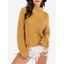 Turtleneck Lace-up Drop Shoulder Ribbed Sweater - ORANGE GOLD S