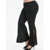 Pantalon Palazzo Panneau en Dentelle de Grande Taille à Taille Elastique - Noir 4X