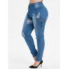 Jean Fuselé Style Déchiré et Délavé avec Poches Latérales Grande-Taille - Bleu Dodger L