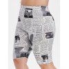 Short de Cycliste Journal Imprimé à Taille Haute de Grande Taille - Blanc 2X